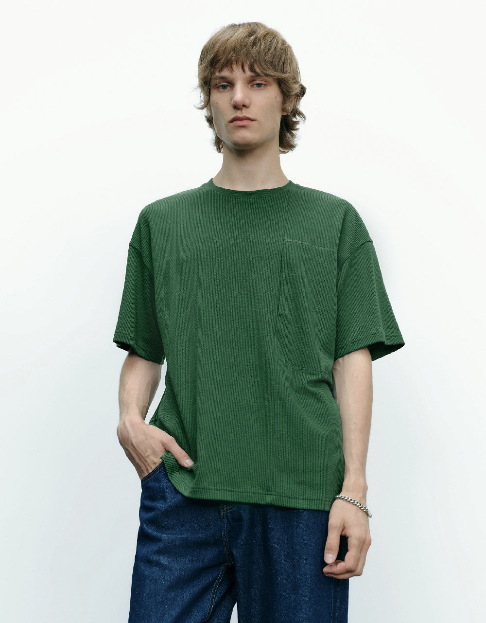 Drop Shoulder Sleeve Crew Neck T-Shirt