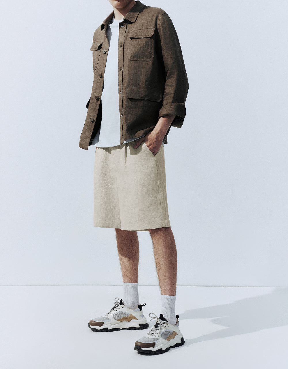 Textured Linen Shorts