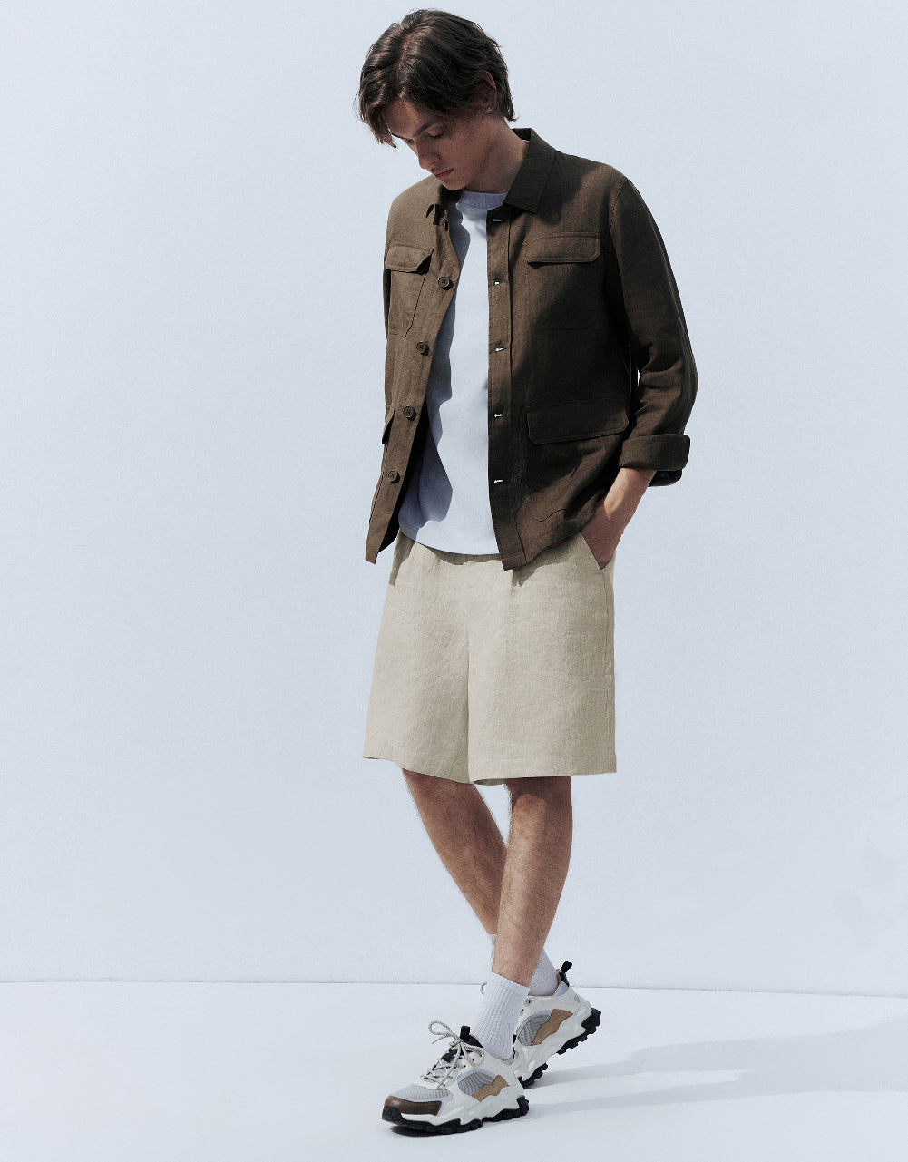 Textured Linen Shorts