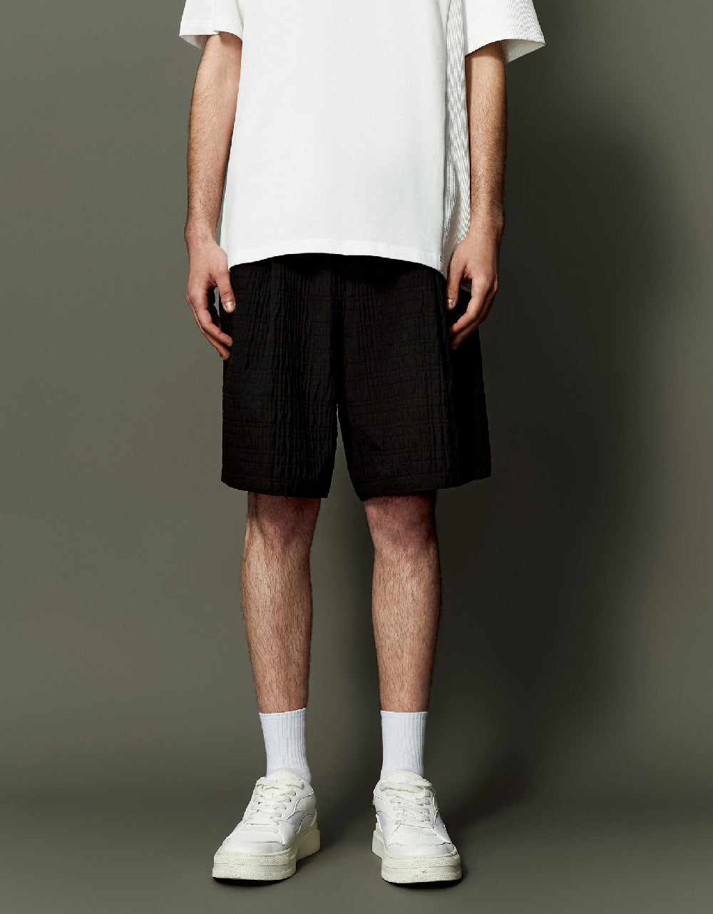 Shirred Drawstring Waist Shorts