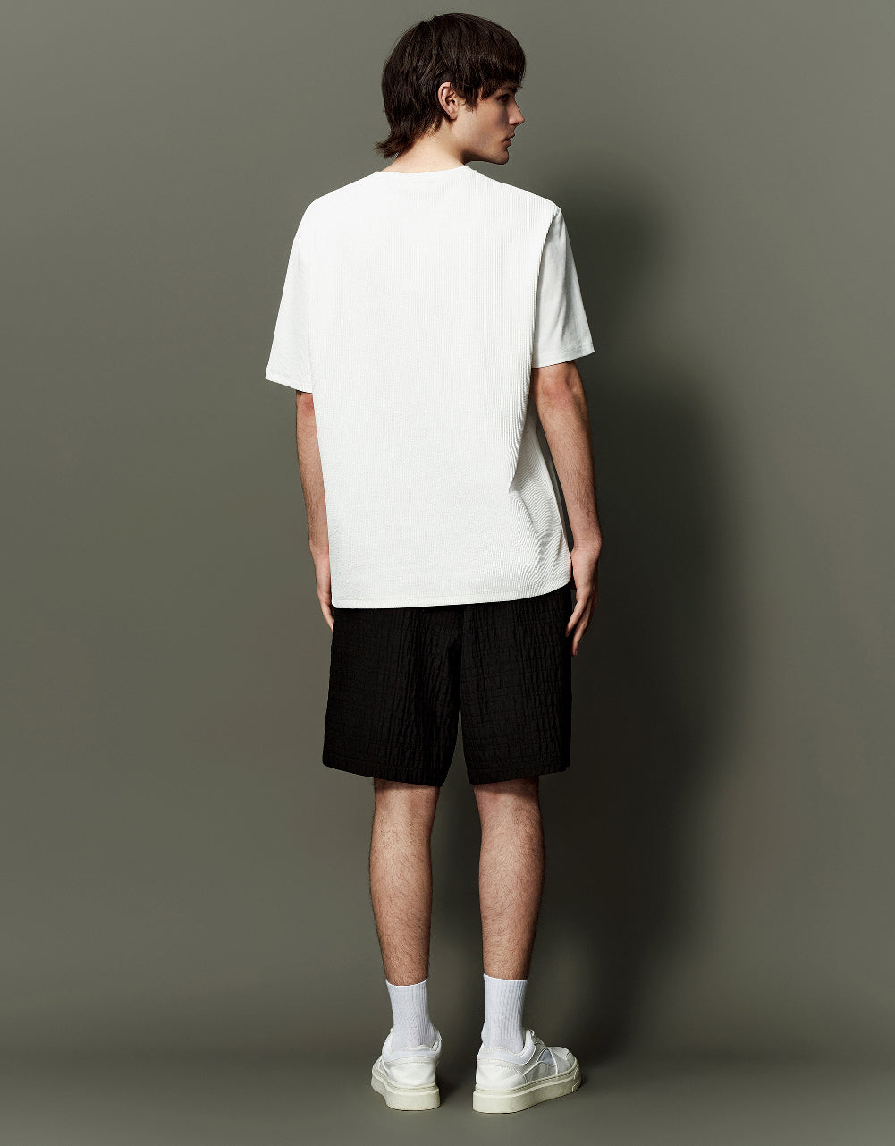 Shirred Drawstring Waist Shorts