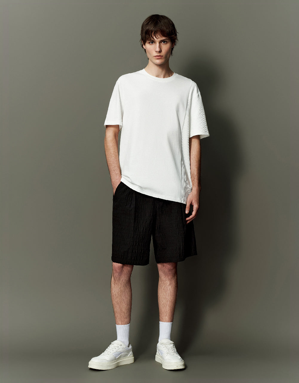 Shirred Drawstring Waist Shorts