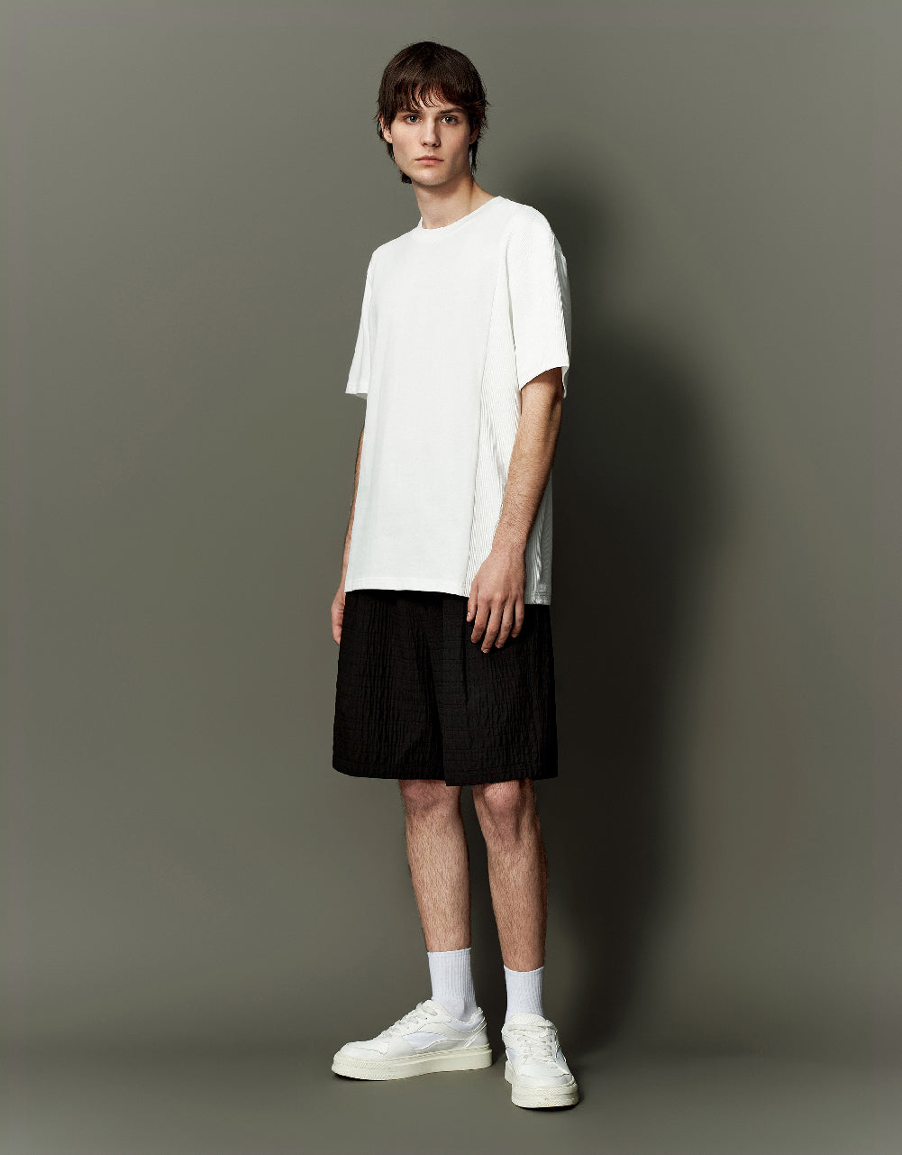 Shirred Drawstring Waist Shorts