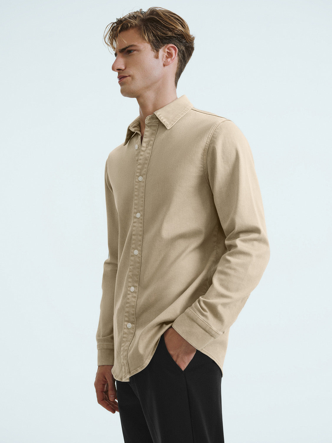 Button Up Straight Denim Shirt