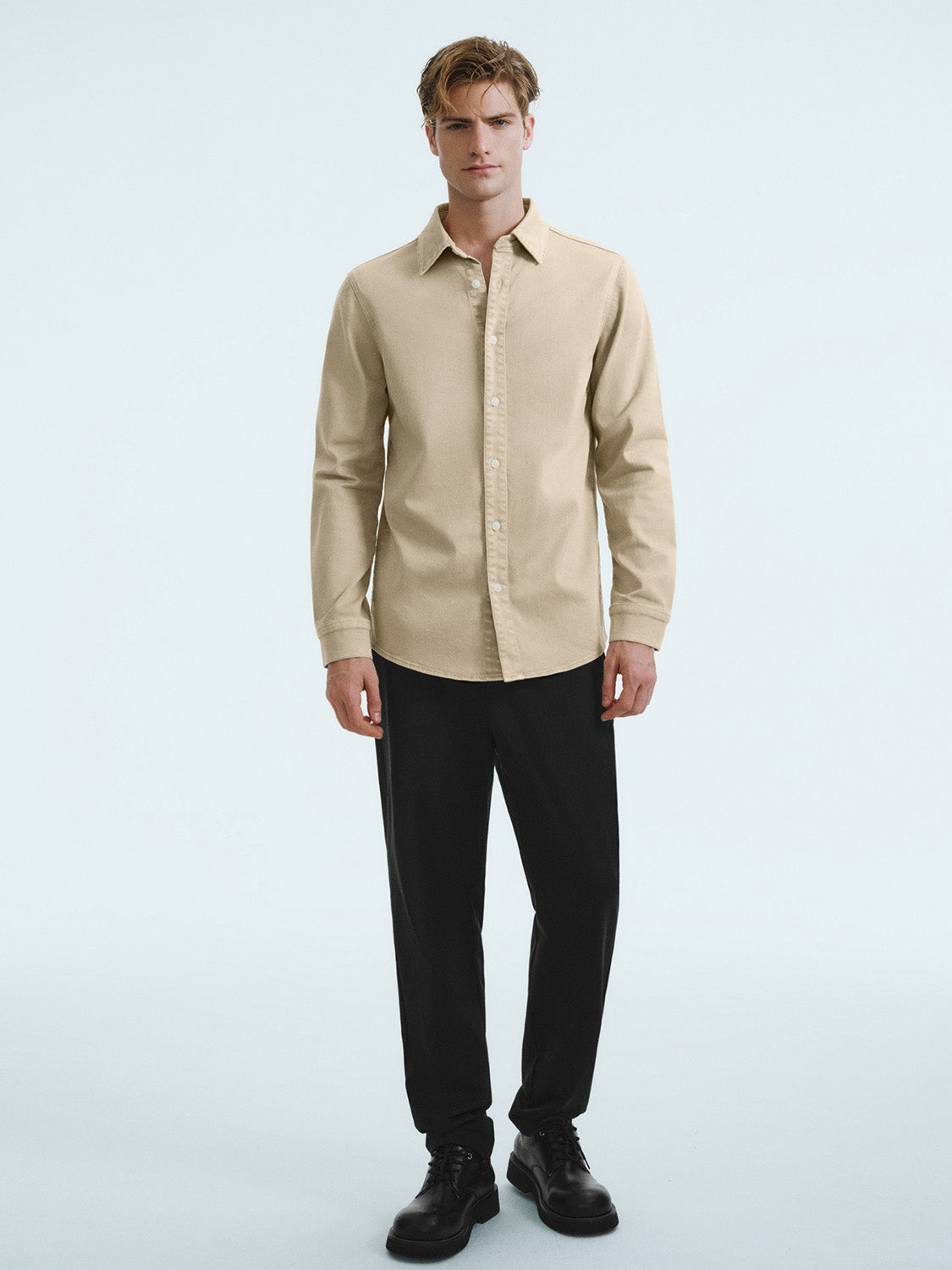 Button Up Straight Denim Shirt