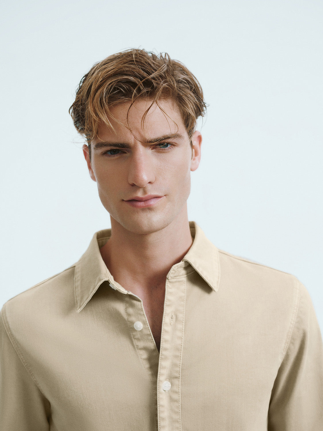 Button Up Straight Denim Shirt