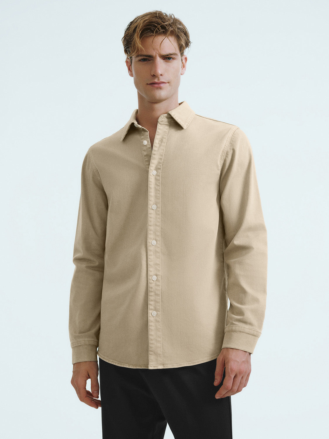 Button Up Straight Denim Shirt