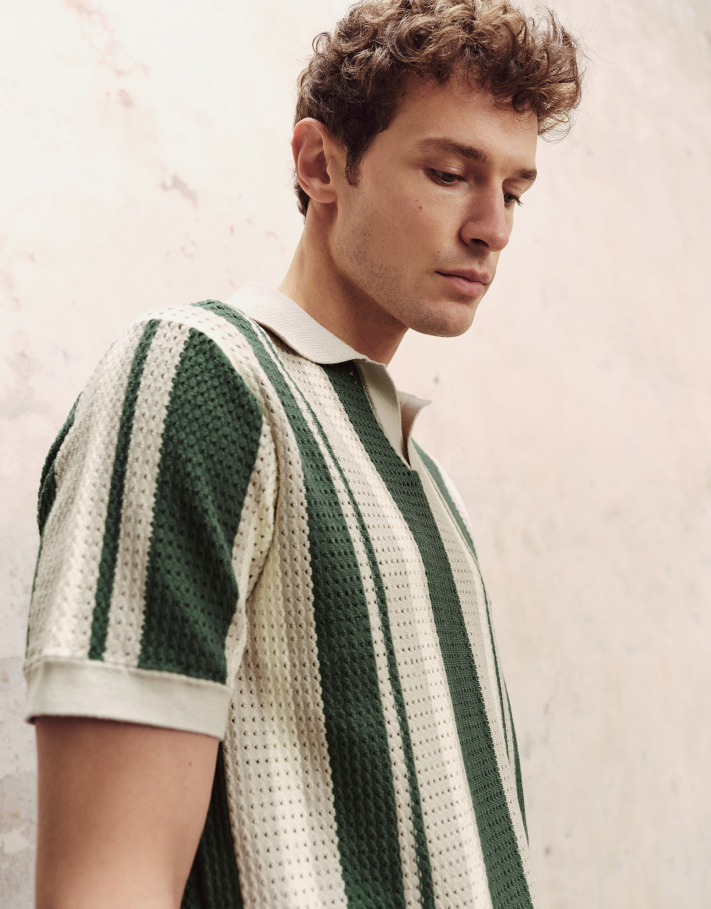 Pointelle Polo Knitted T-Shirt