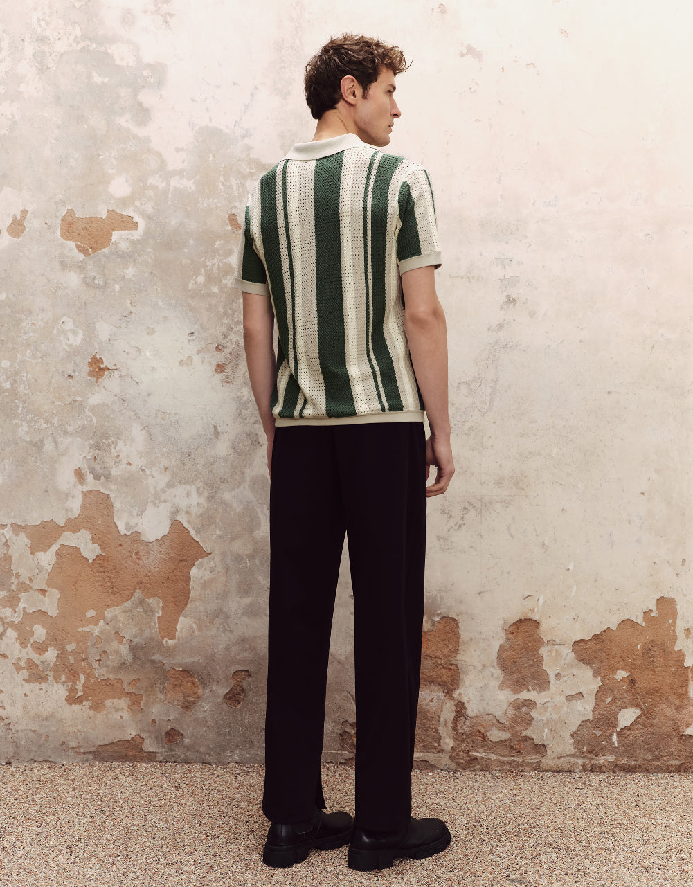 Pointelle Polo Knitted T-Shirt