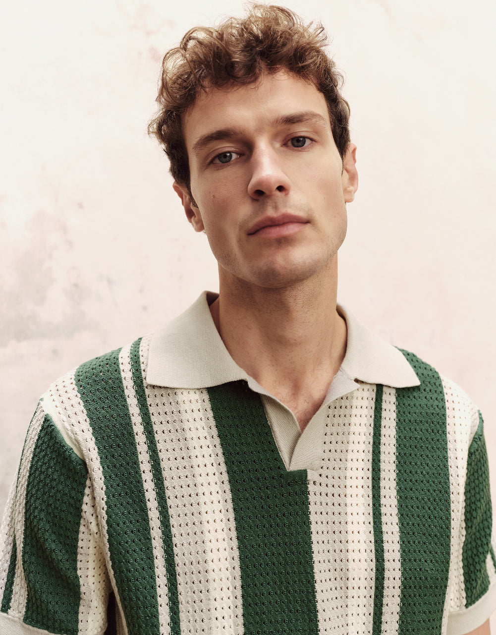 Pointelle Polo Knitted T-Shirt