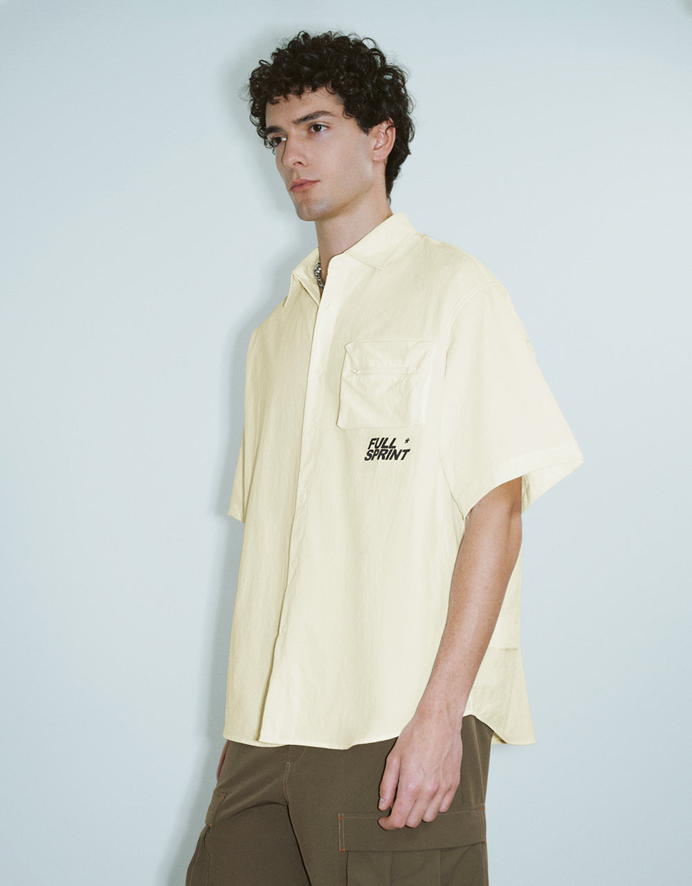 Textured Button Up Straight Shirt