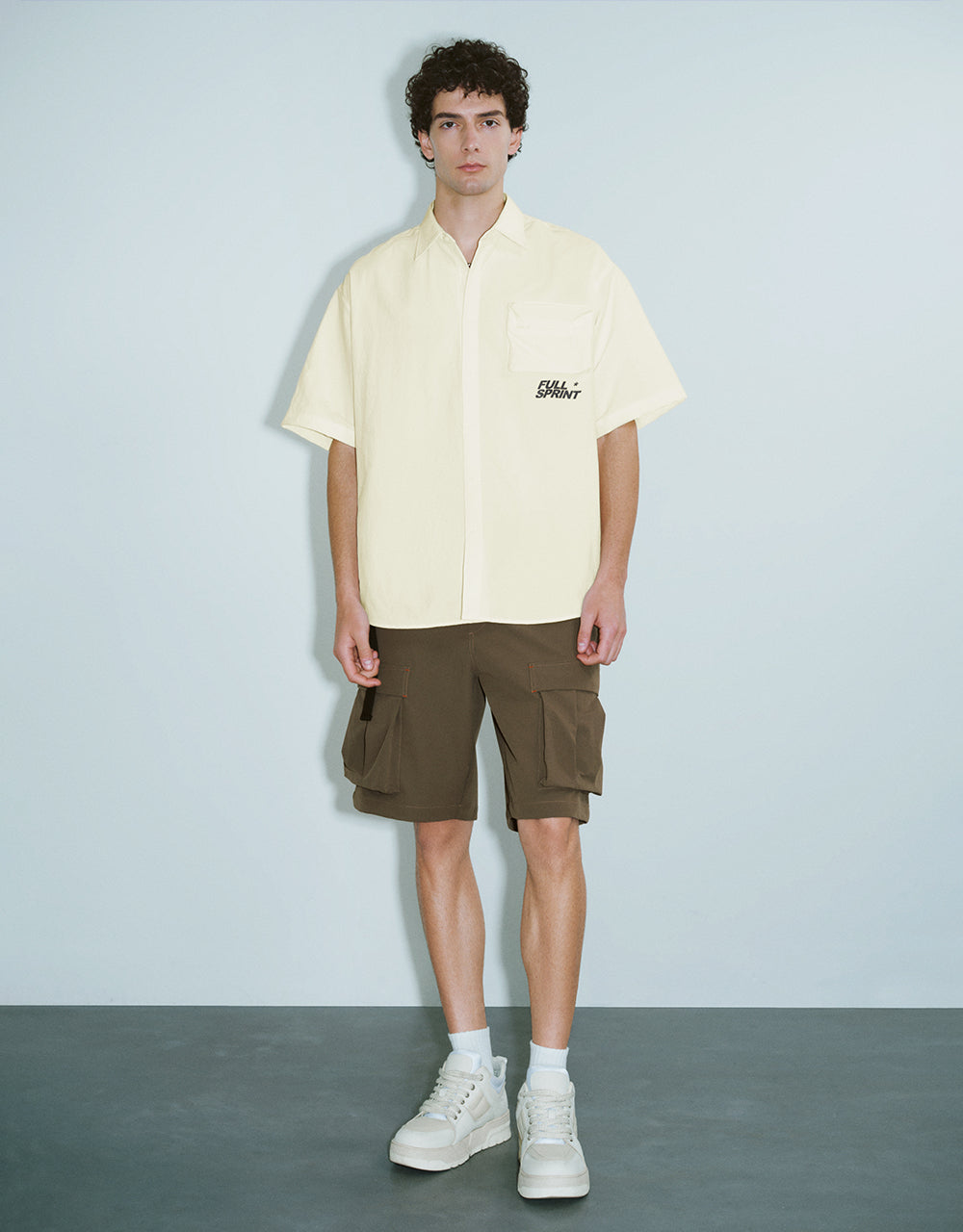 Textured Button Up Straight Shirt