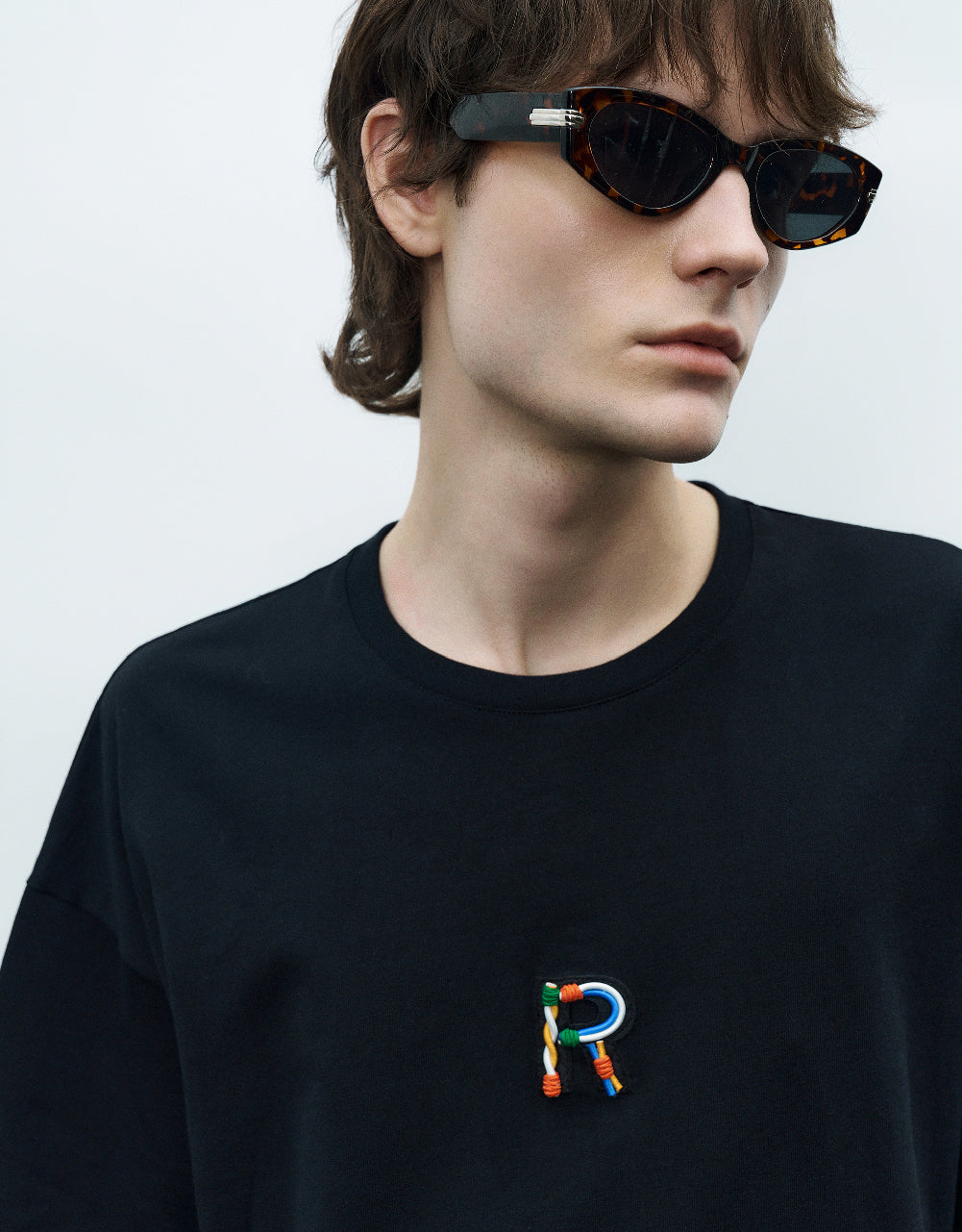 Letter Embossed Crew Neck T-Shirt
