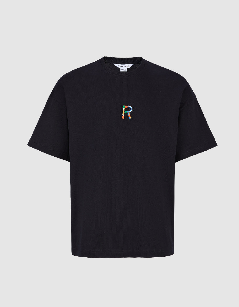 Letter Embossed Crew Neck T-Shirt
