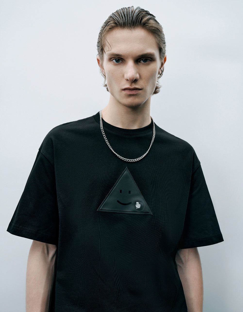 Triangle Embossed Crew Neck T-Shirt