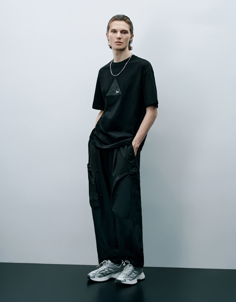 Triangle Embossed Crew Neck T-Shirt
