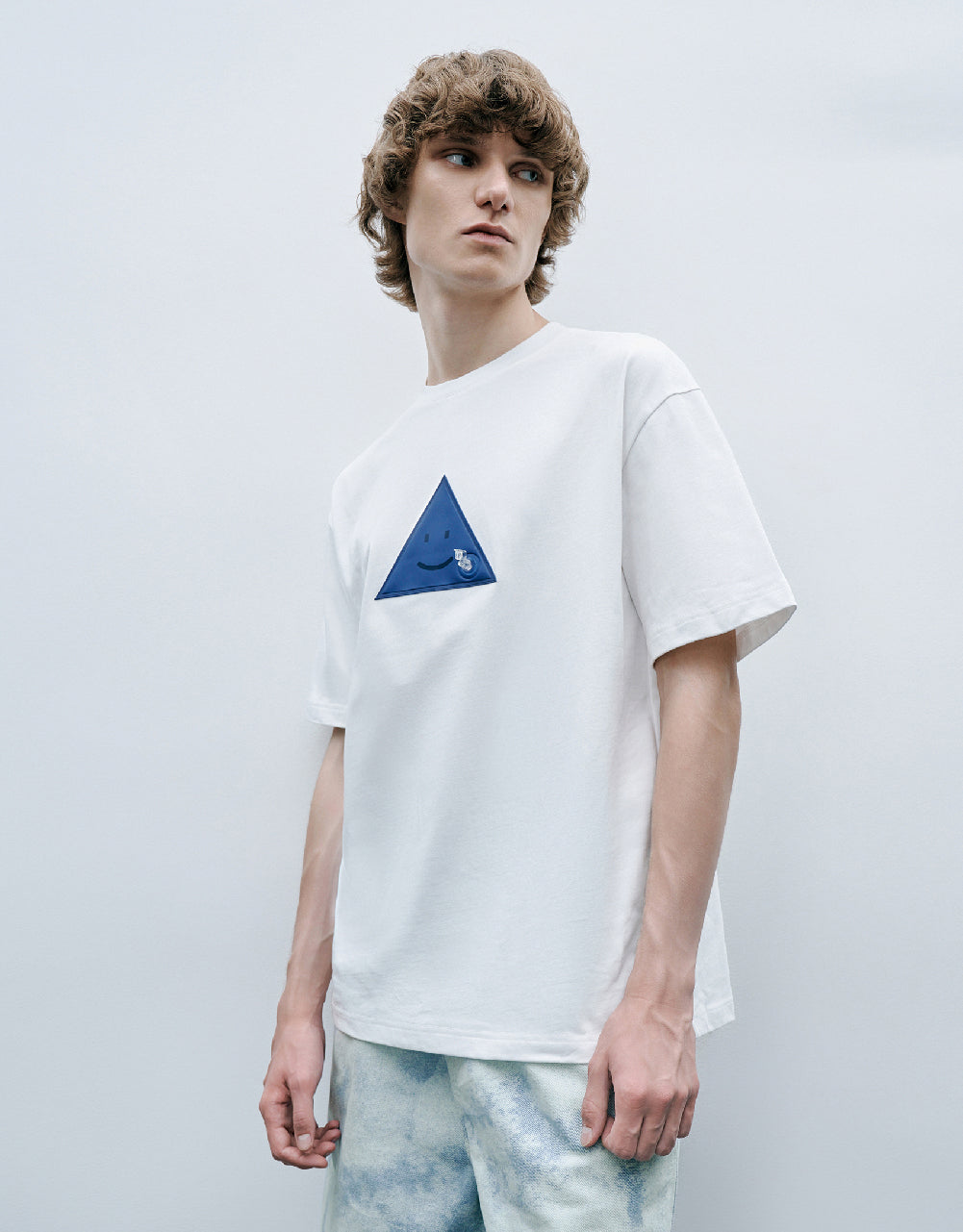 Triangle Embossed Crew Neck T-Shirt