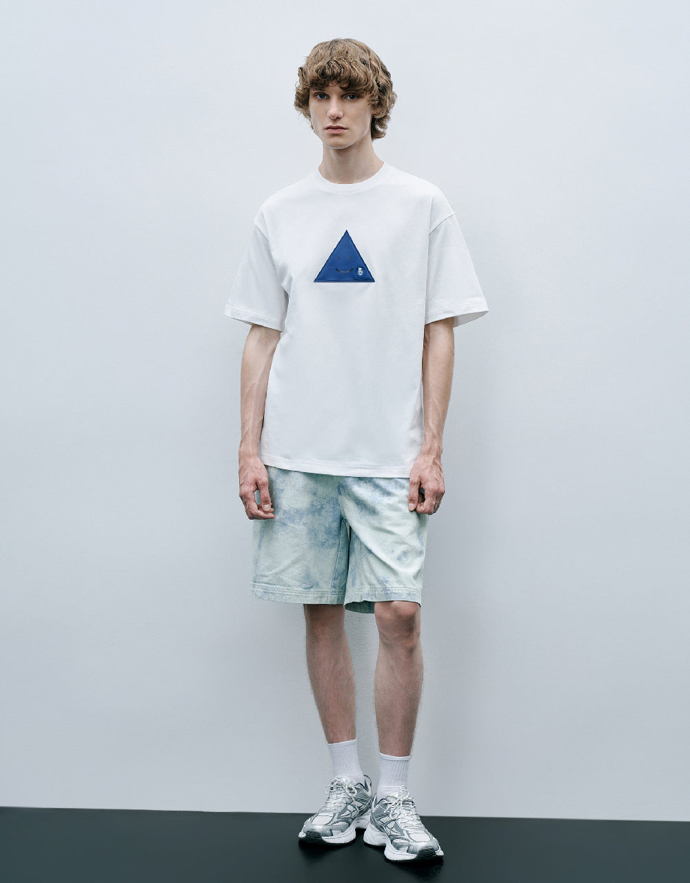 Triangle Embossed Crew Neck T-Shirt