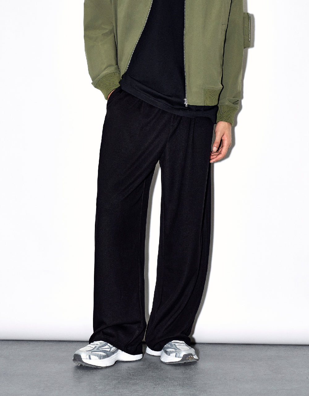 Drawstring Waist Knitted Straight Pants