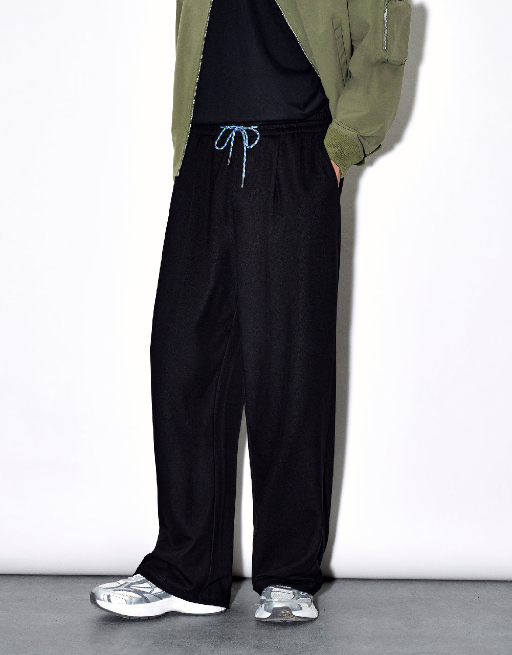Drawstring Waist Knitted Straight Pants