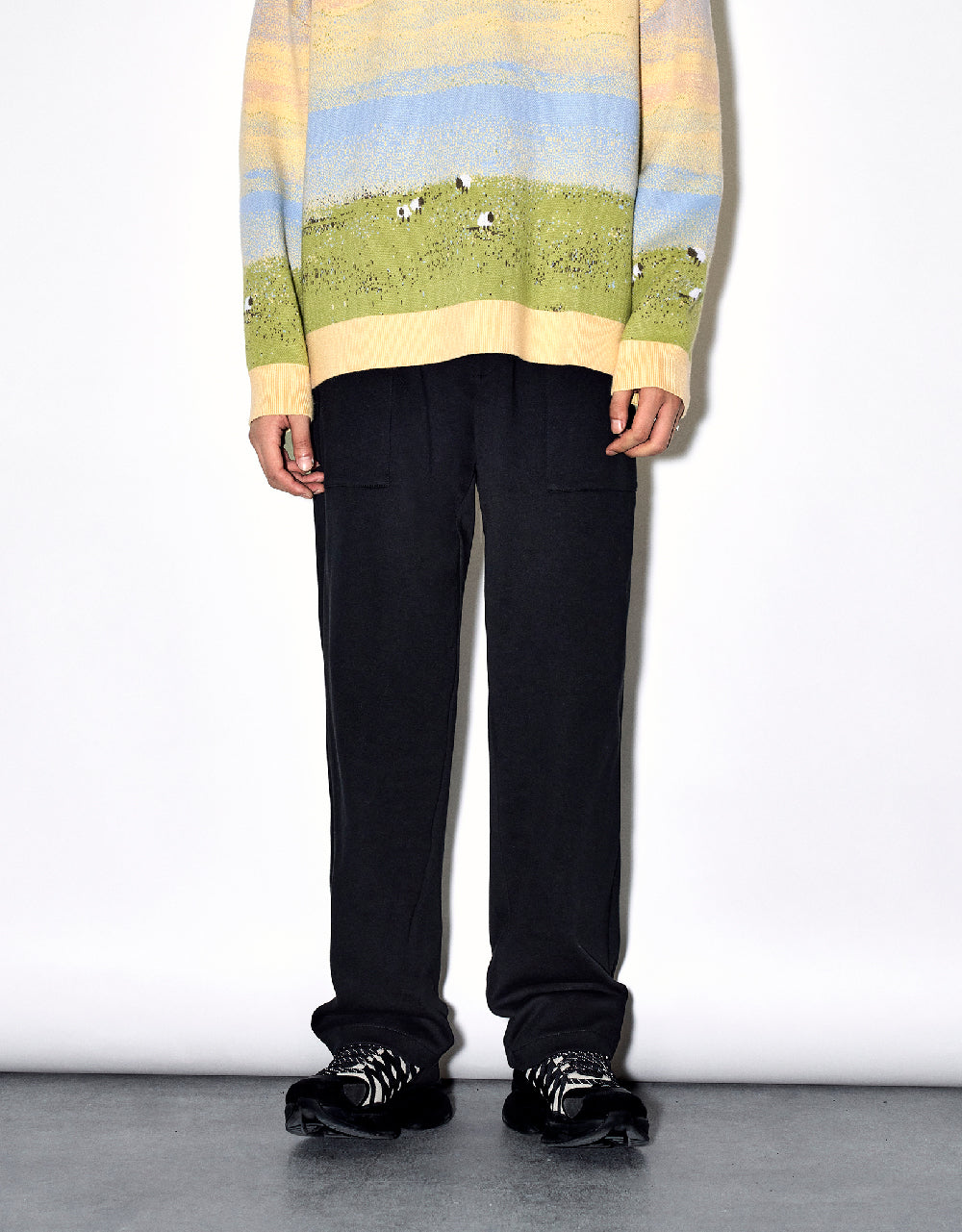 Drawstring Waist Knitted Straight Pants