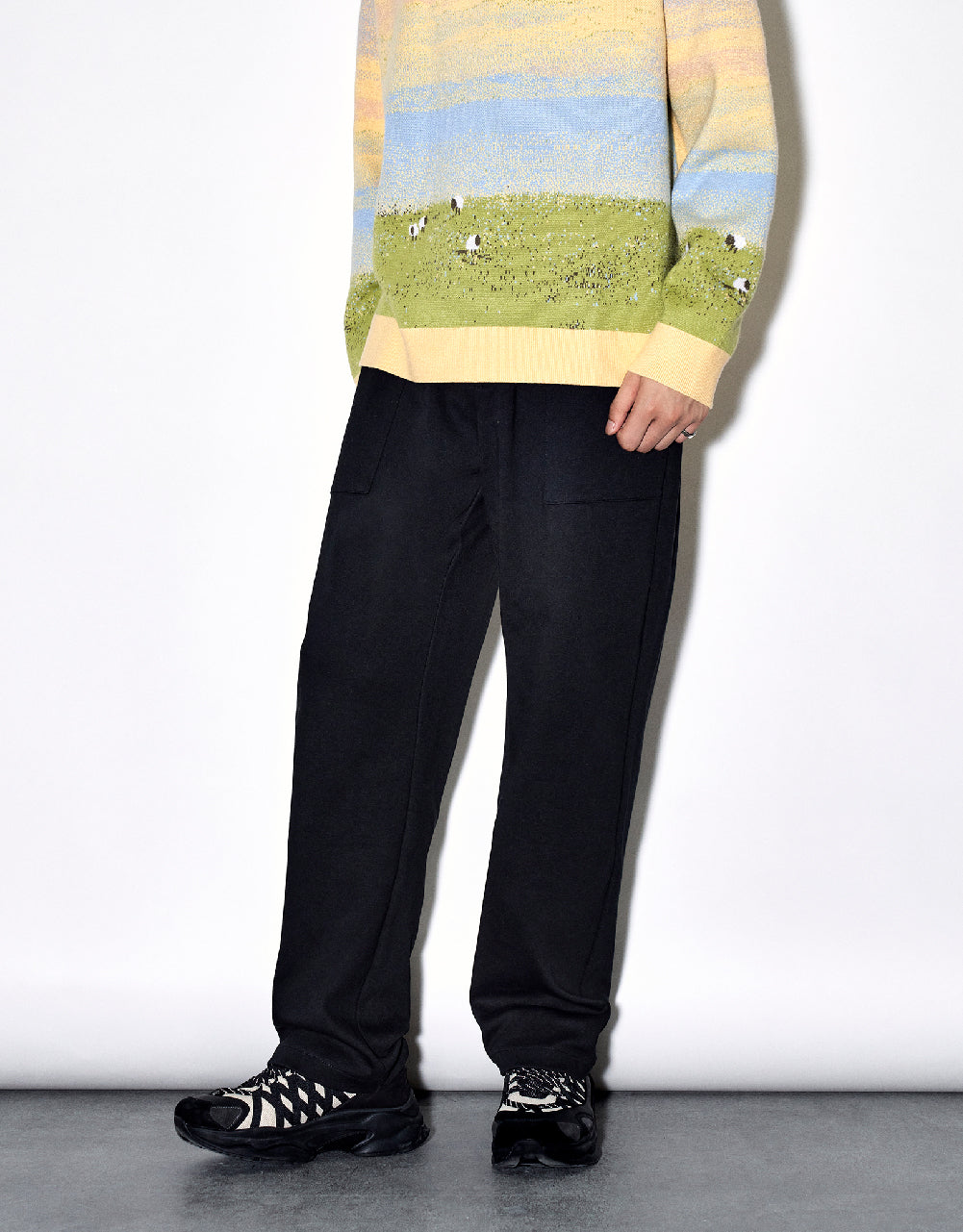 Drawstring Waist Knitted Straight Pants
