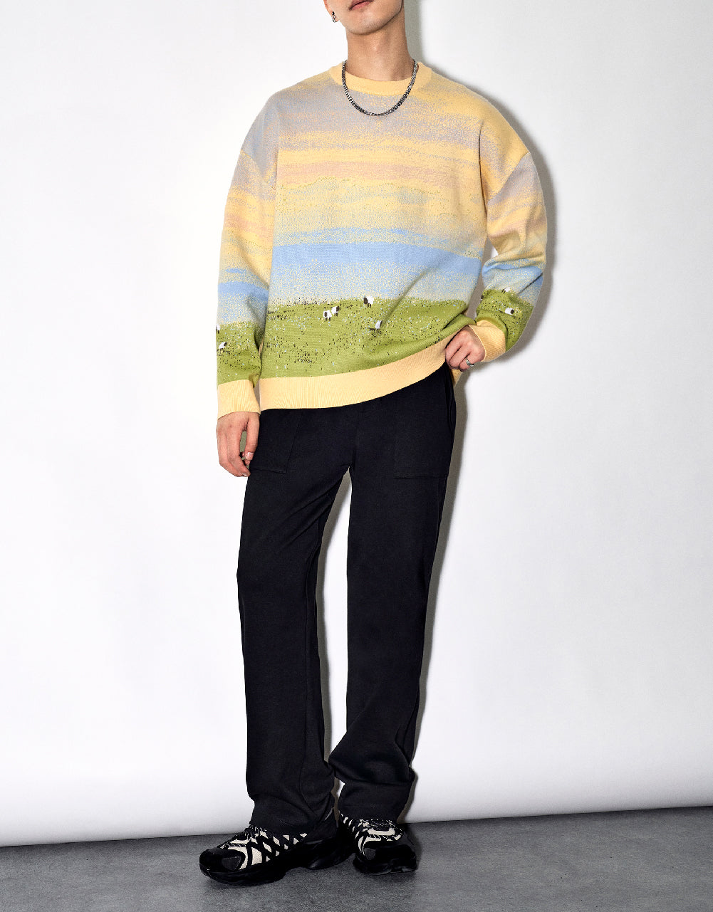 Drawstring Waist Knitted Straight Pants