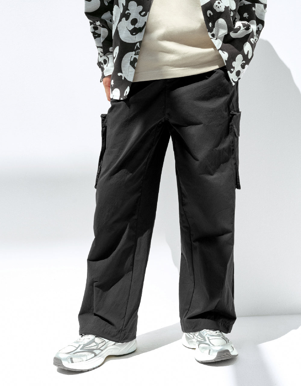 Elastic Waist Straight Pants
