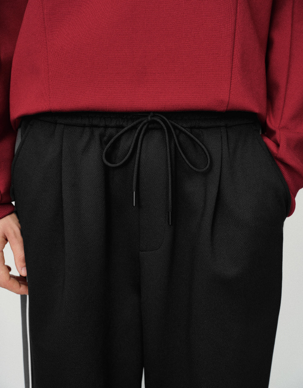 Drawstring Waist Knitted Wide-Leg Pants