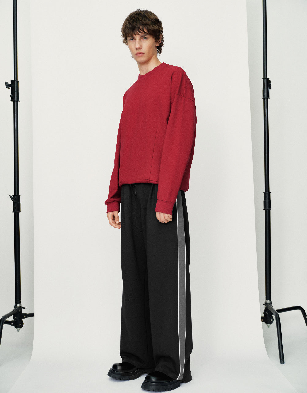 Drawstring Waist Knitted Wide-Leg Pants
