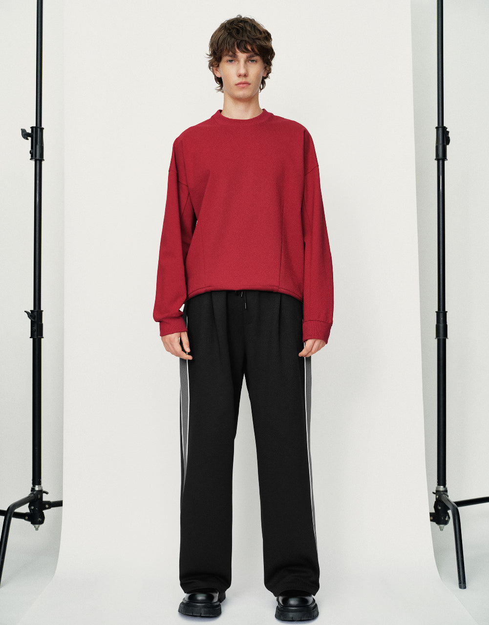 Drawstring Waist Knitted Wide-Leg Pants