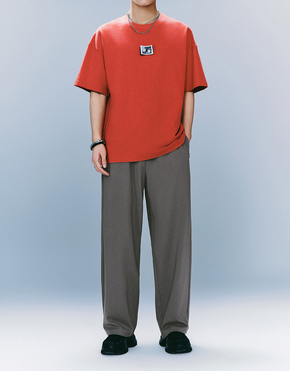 Drawstring Waist Wide-Leg Loose Pants