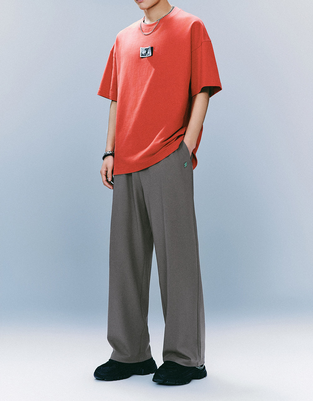 Drawstring Waist Wide-Leg Loose Pants