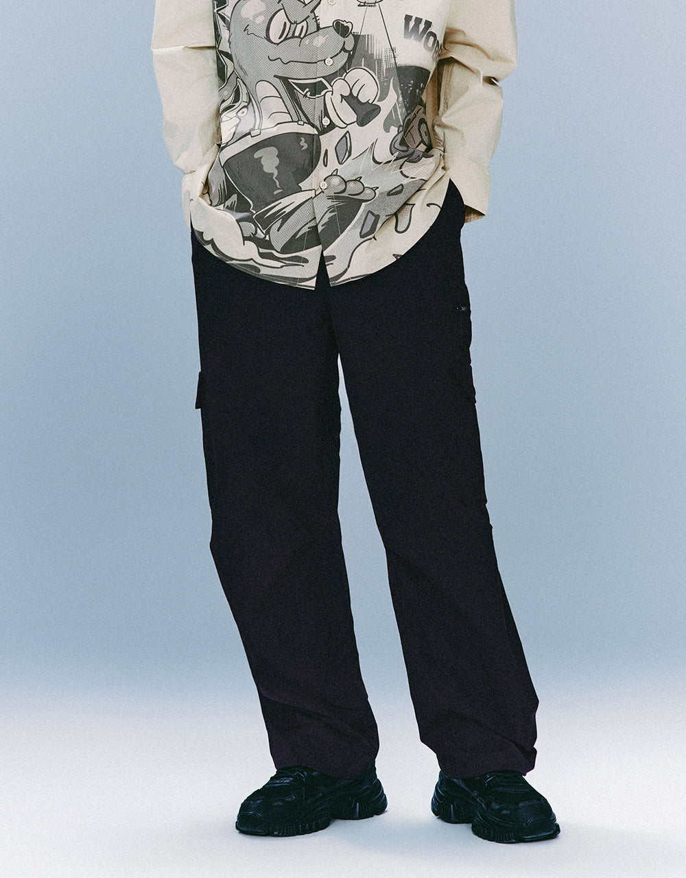 Drawstring Waist Wide-Leg Loose Pants