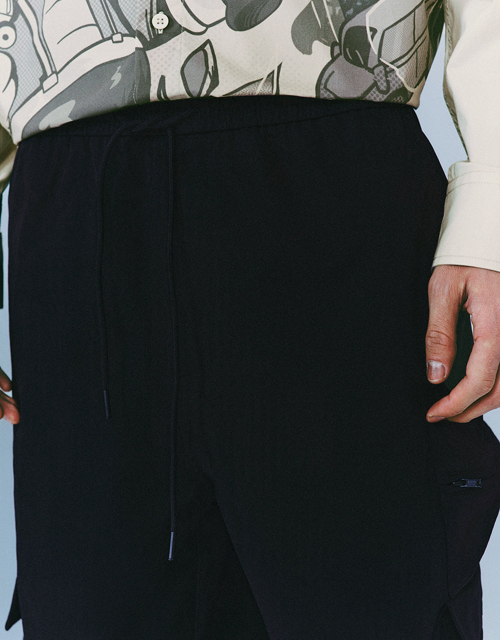 Drawstring Waist Wide-Leg Loose Pants