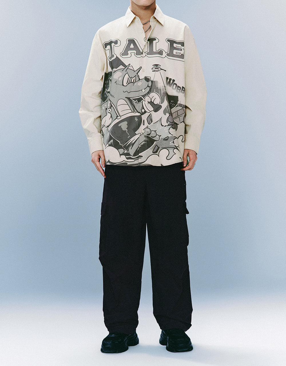 Drawstring Waist Wide-Leg Loose Pants