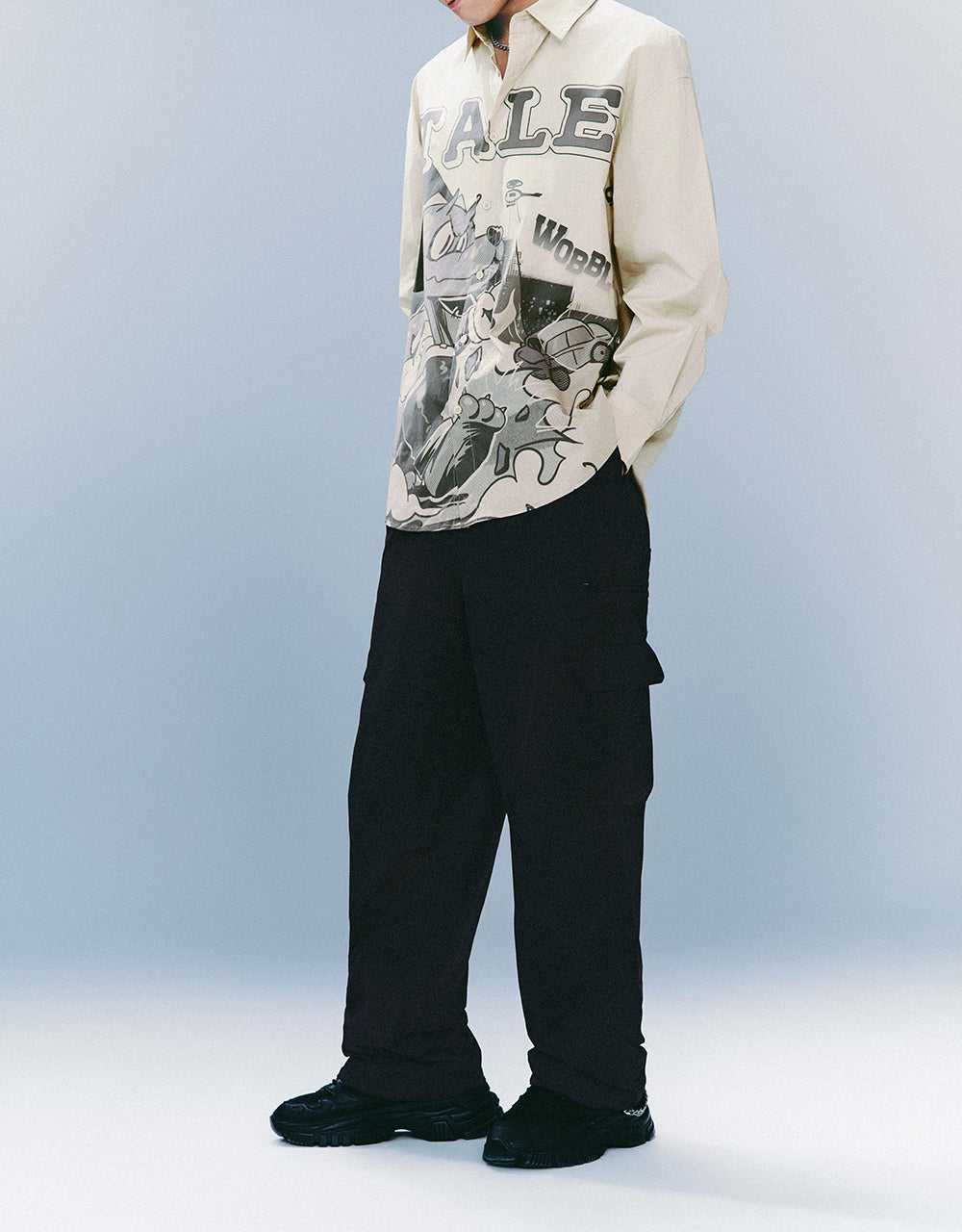 Drawstring Waist Wide-Leg Loose Pants