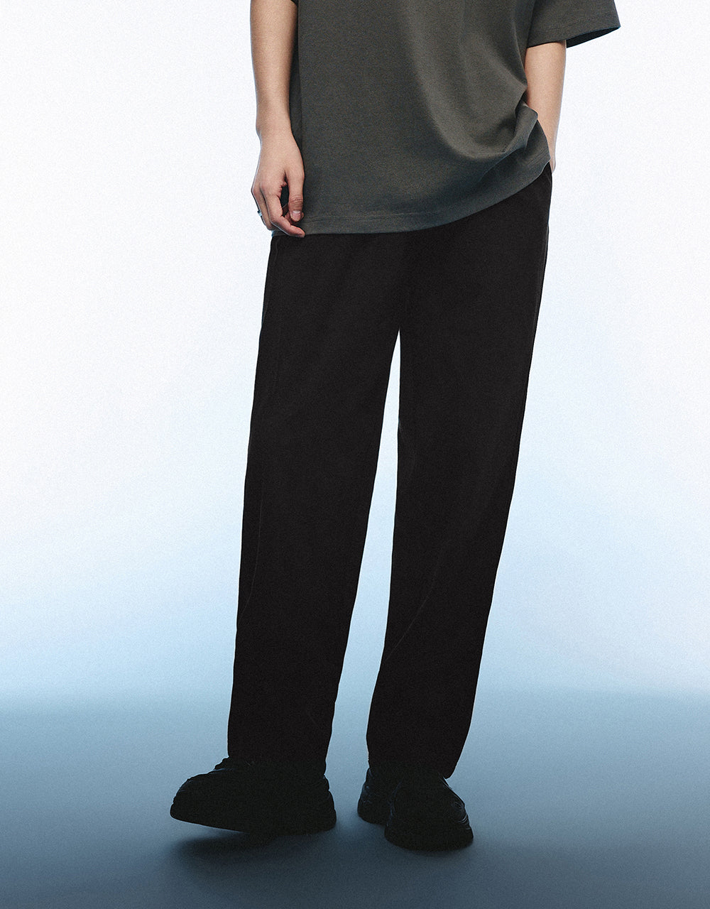Drawstring Waist Knitted Straight Pants