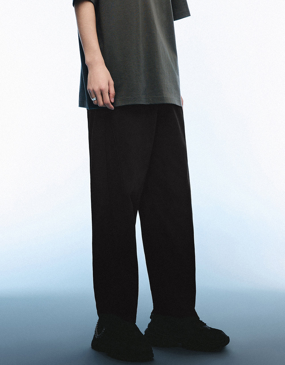 Drawstring Waist Knitted Straight Pants