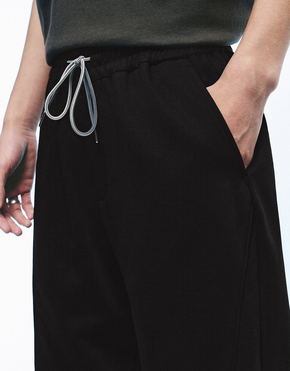 Drawstring Waist Knitted Straight Pants