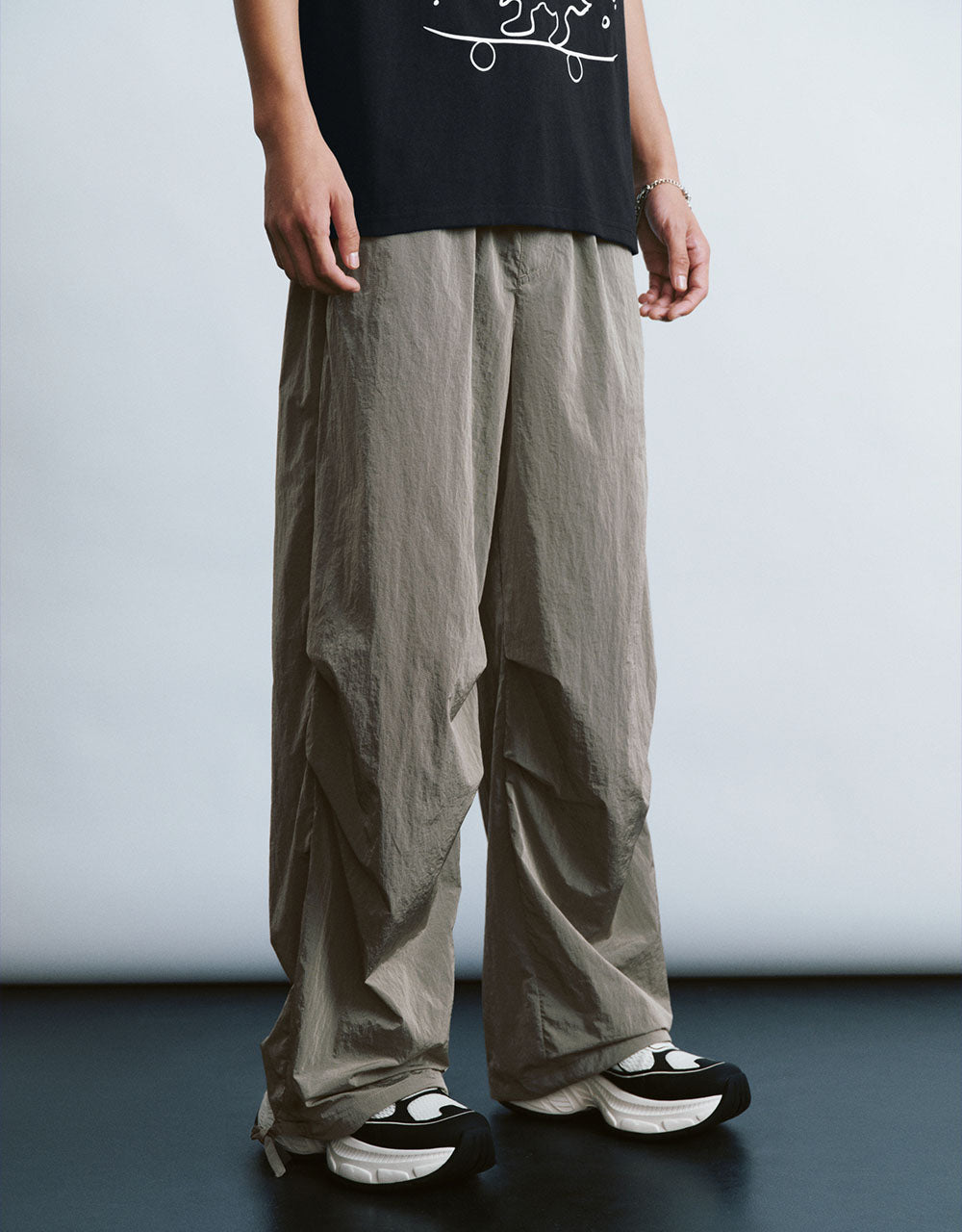 Drawstring Waist Straight Pants