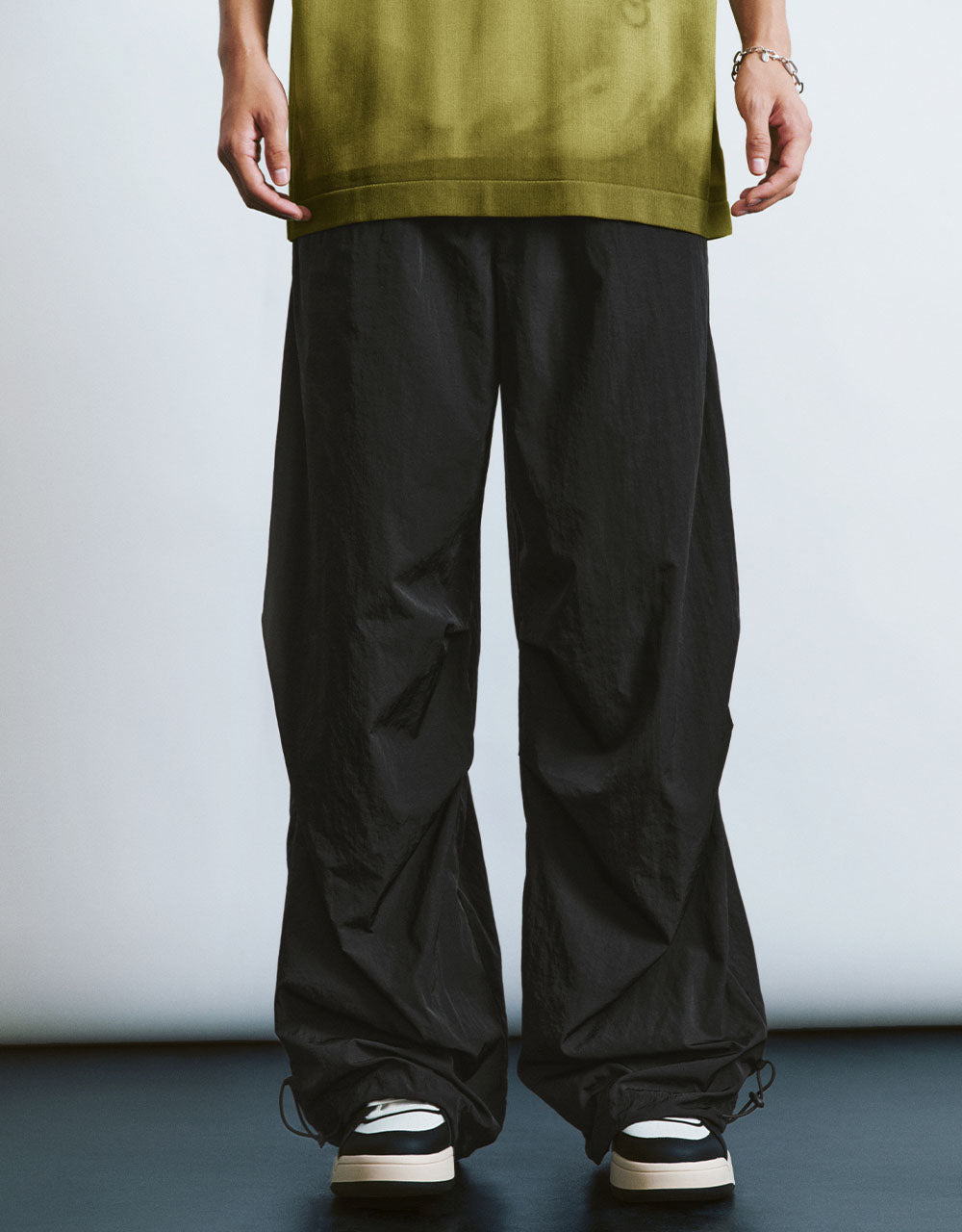Elastic Waist Straight Pants