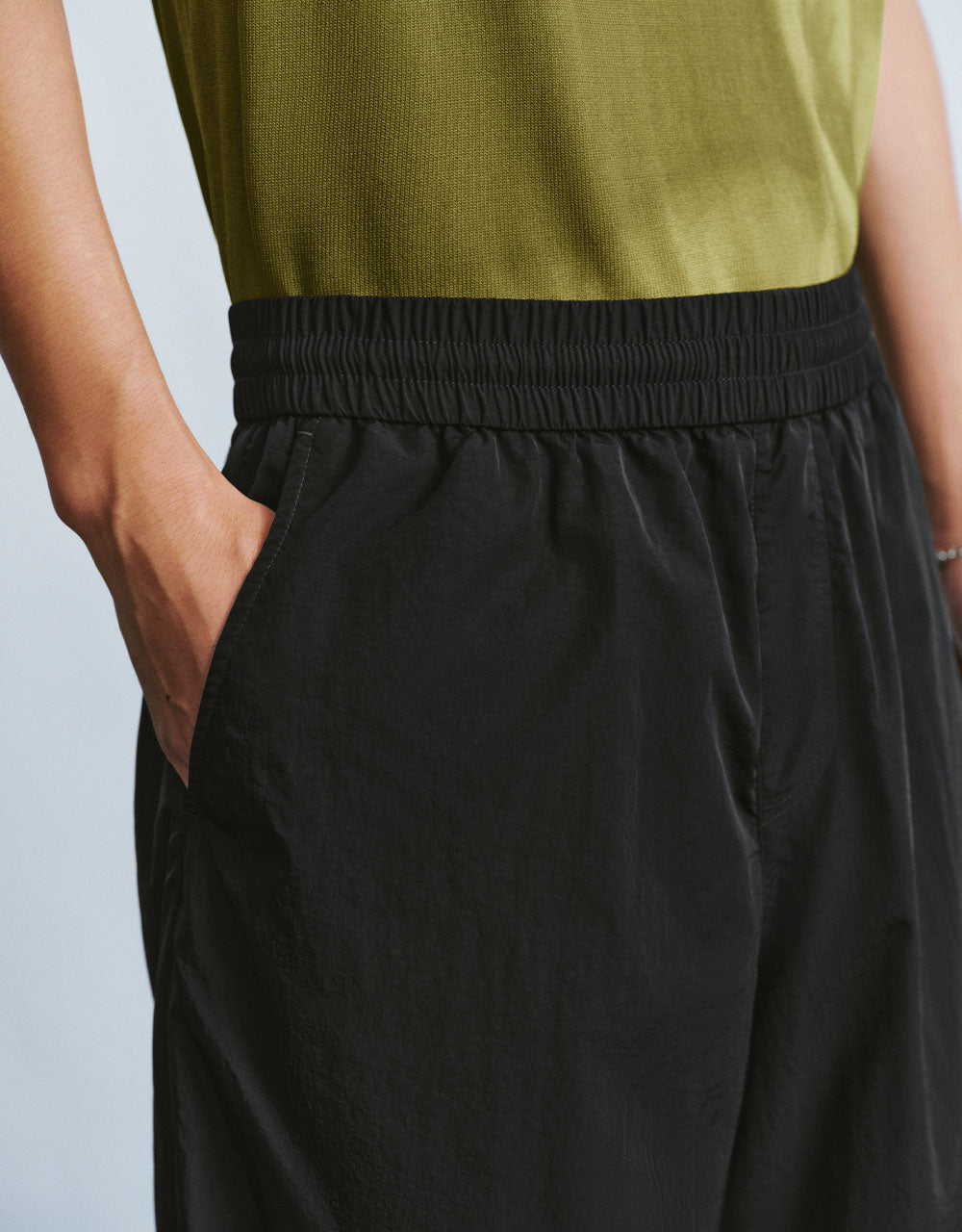 Elastic Waist Straight Pants