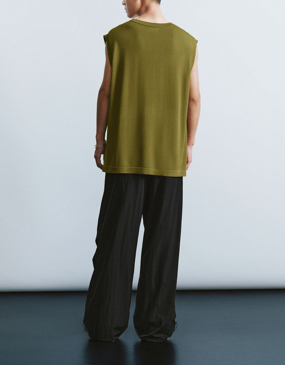 Elastic Waist Straight Pants