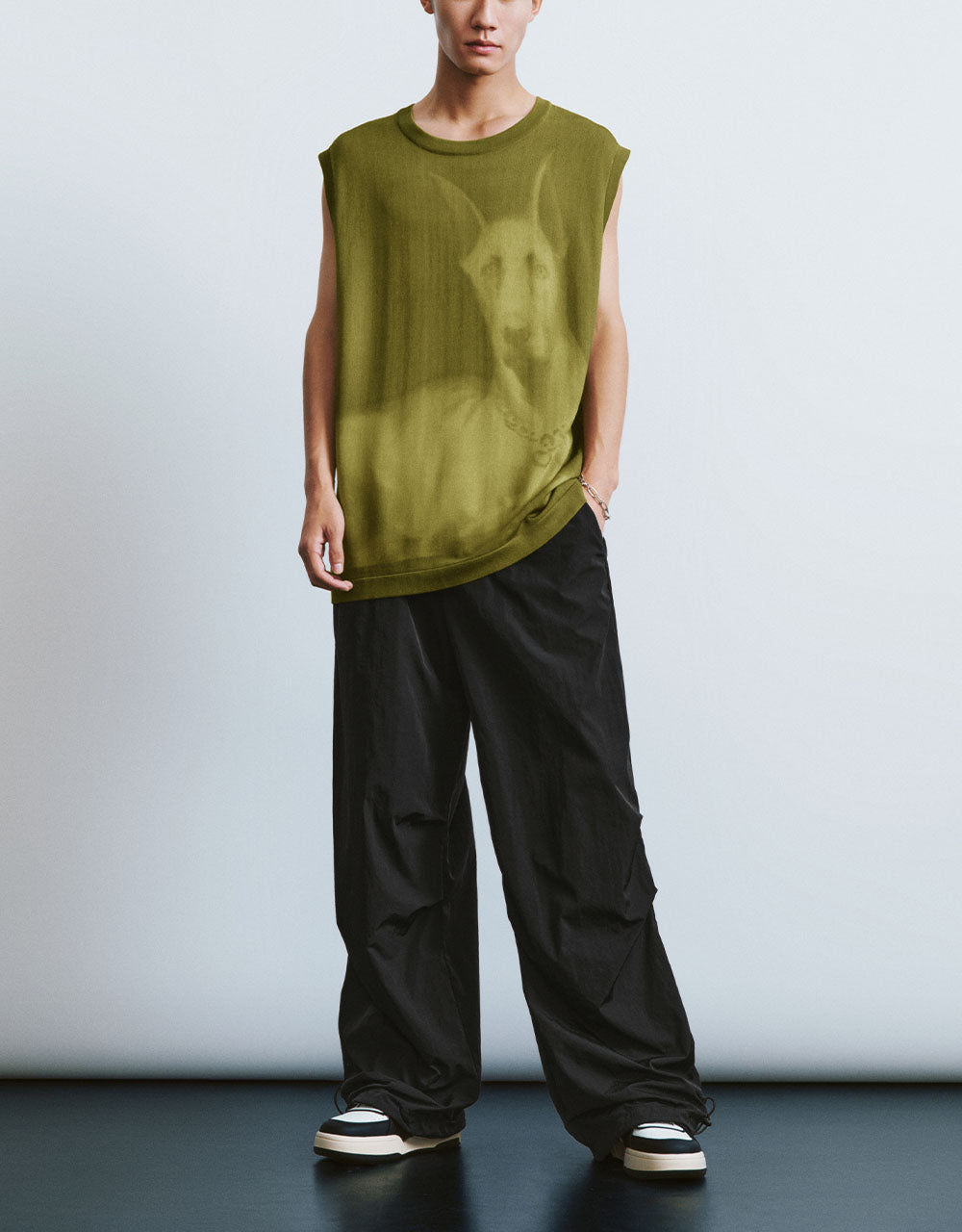 Elastic Waist Straight Pants