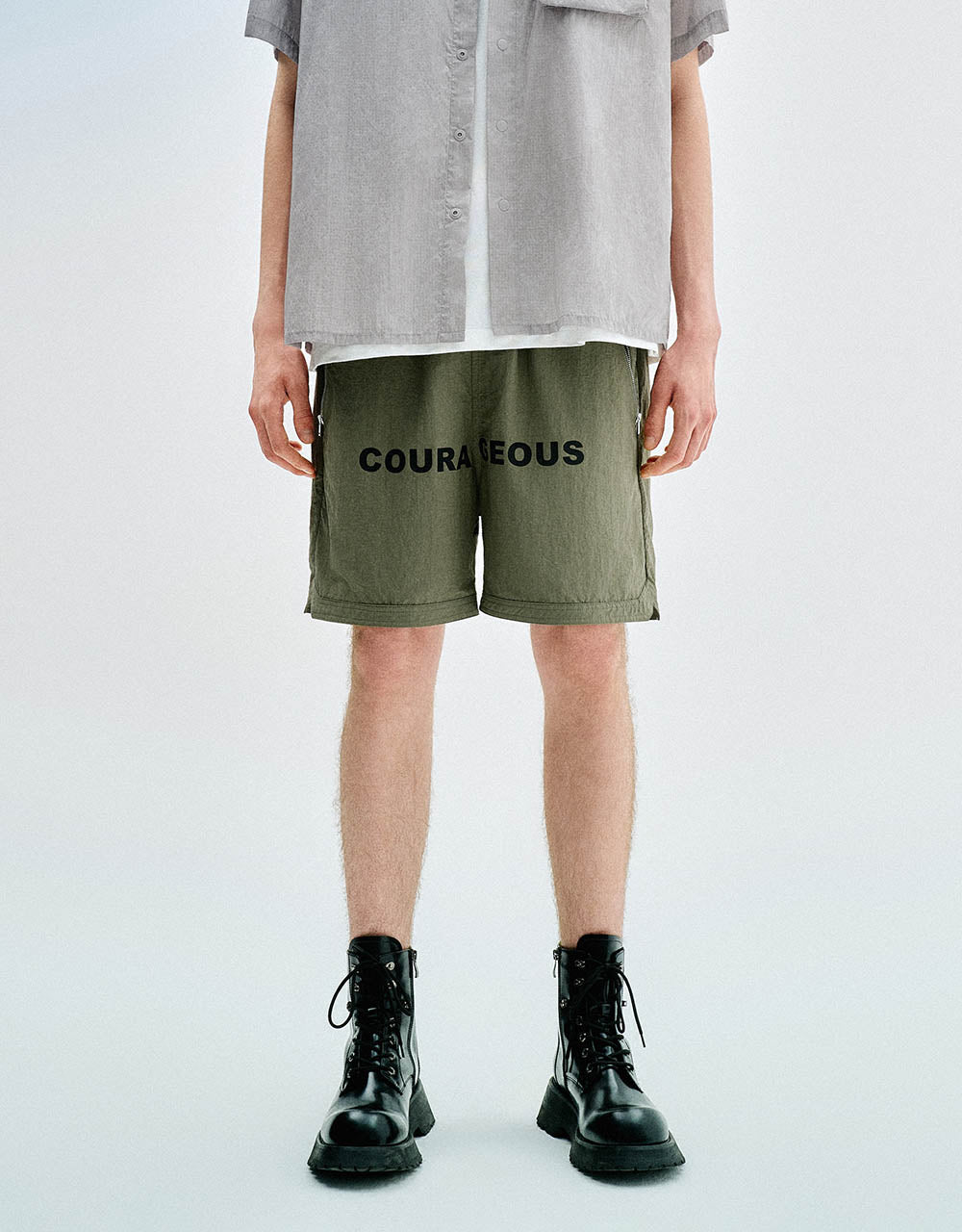 Letter Printed Drawstring Waist Shorts
