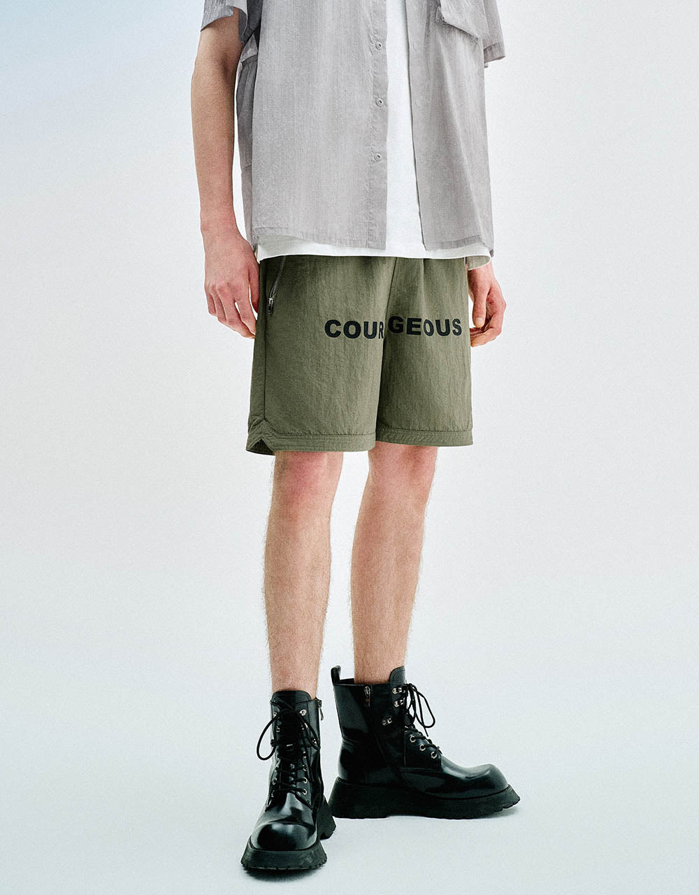 Letter Printed Drawstring Waist Shorts