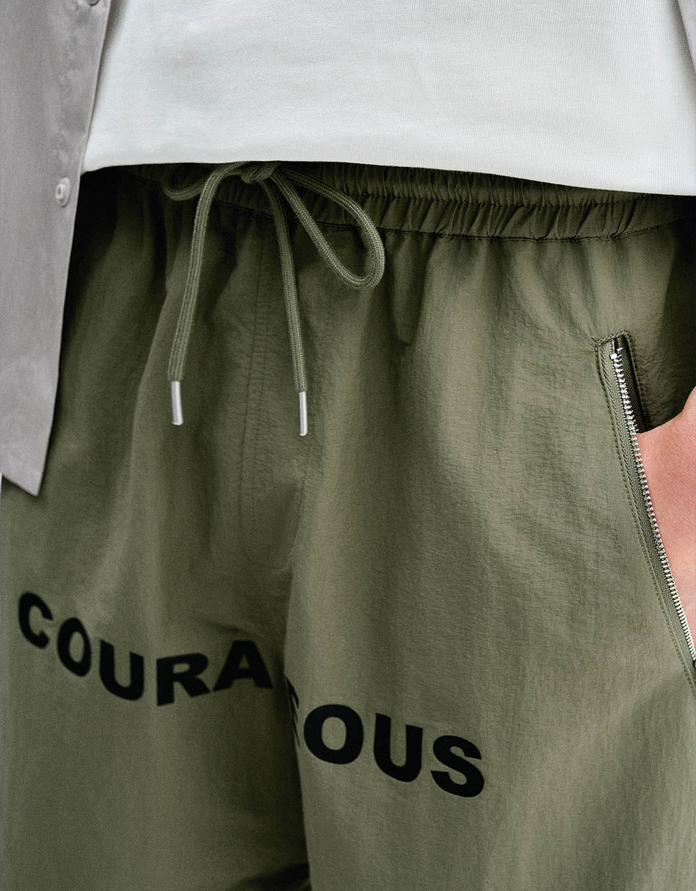 Letter Printed Drawstring Waist Shorts