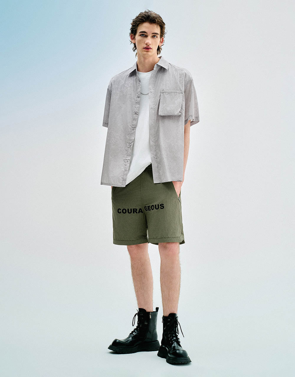 Letter Printed Drawstring Waist Shorts