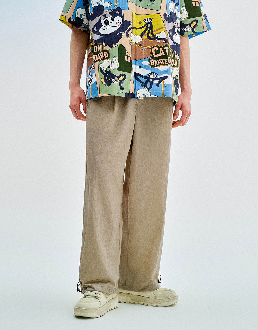 Drawstring Waist Straight Pants